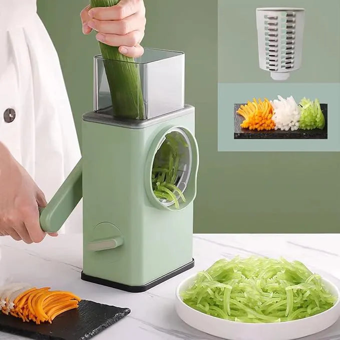 Close-up of the fine shredding blade for the manual vegetable cutter.