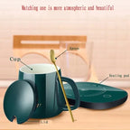 Elegant "pocket watch" design of the coffee mug warmer, shown as a perfect gift.