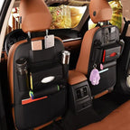PU leather backseat organizer installed in car
