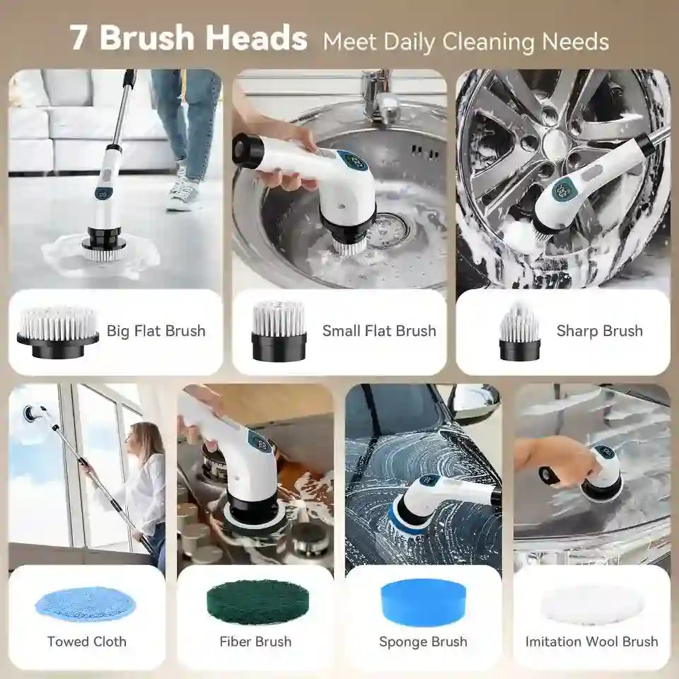 "Waterproof handheld scrubber with USB-C charging for shower and sink cleaning"
