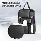 Multi pocket leather car seat organizer
