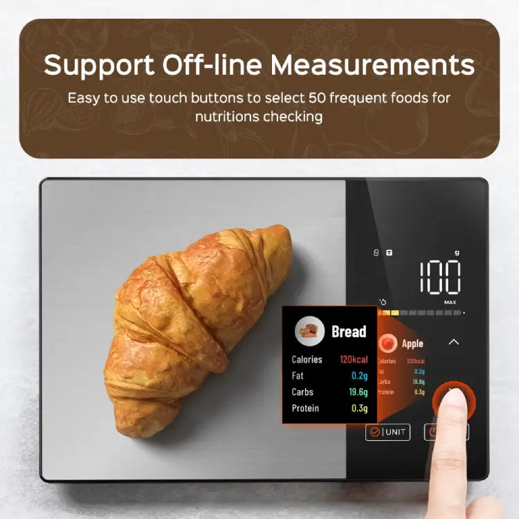 Smart food scale measuring meal prep ingredients